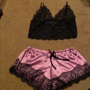 Cute lace top with bottom shorts night outfit